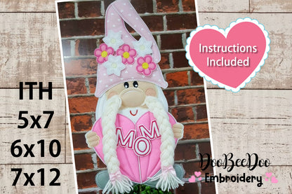 Gnome with Braided Mustache MOM/MUM - ITH Project - Machine Embroidery Design