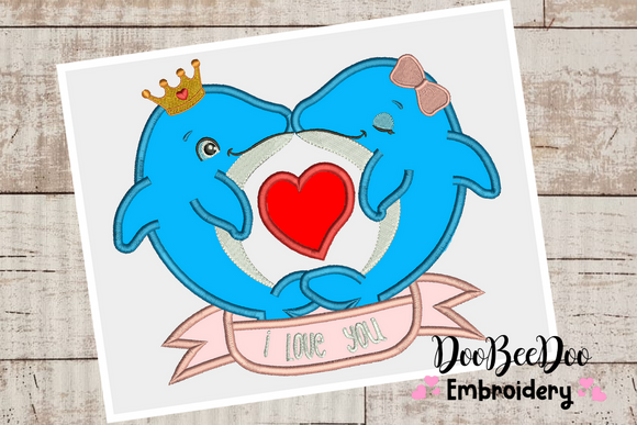 Dolphin couple dating - Applique - Machine Embroidery Designs