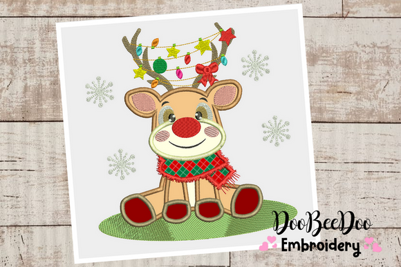 Christmas Rudolf Reindeer - Applique - 6 Sizes - Machine Embroidery Designs