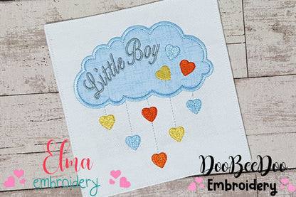 Little Boy Cloud and Hearts - Applique - Machine Embroidery Design