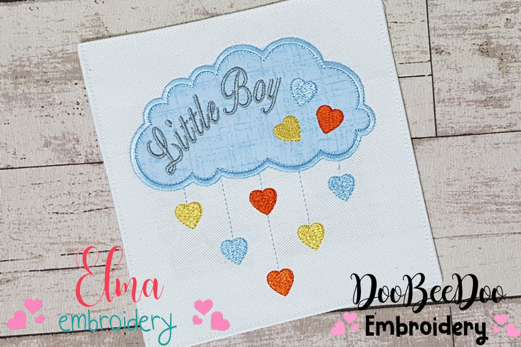 Little Boy Cloud and Hearts - Applique - Machine Embroidery Design