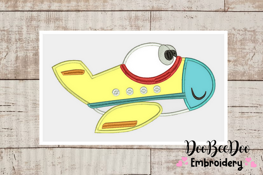 Airplane Smile  - Applique - 6 Sizes - Machine Embroidery Designs