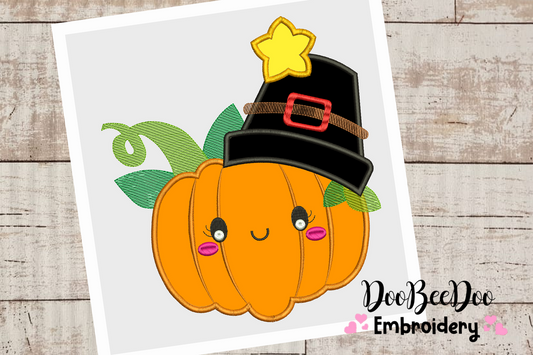 Thanksgiving Pumpkin - Applique / Fill Stitch - 6 Sizes - Machine Embroidery Design