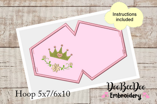 Princess Crown Face Mask - ITH Project - Machine Embroidery Design
