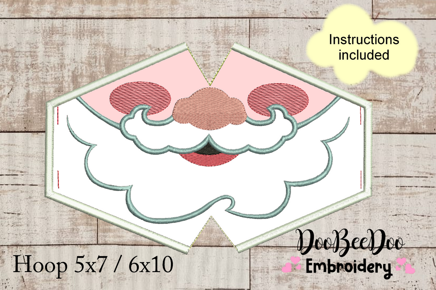 Happy Santa Claus Face Mask - ITH Project - Machine Embroidery Design