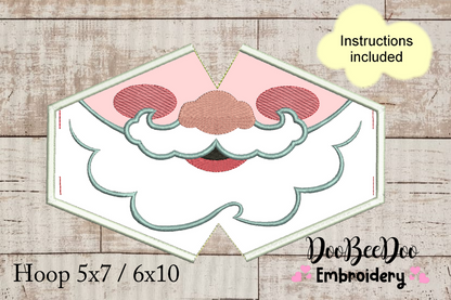 Happy Santa Claus Face Mask - ITH Project - Machine Embroidery Design