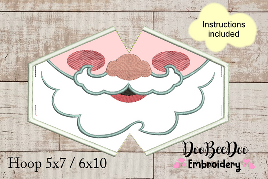 Happy Santa Claus Face Mask - ITH Project - Machine Embroidery Design
