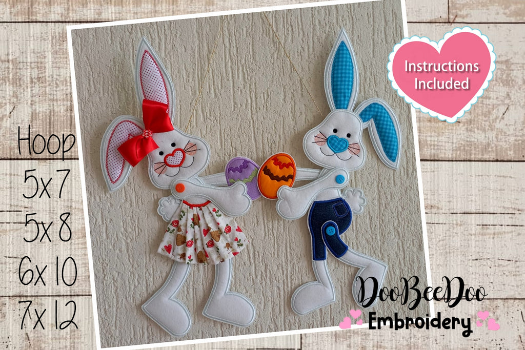 Bunny Couple and Easter Egg - ITH Project - Machine Embroidery Design