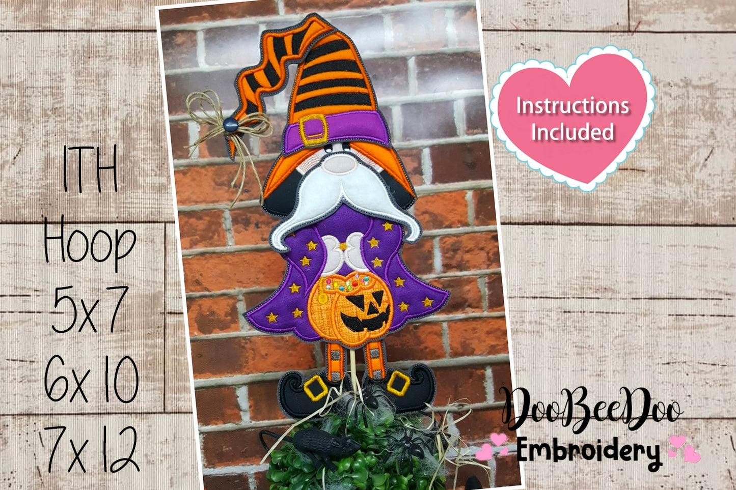 Wizard Gnome Ornament - ITH Project - Machine Embroidery Design