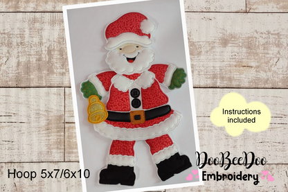 Santa Claus with Bell Door Ornament - ITH Project - Machine Embroidery Design