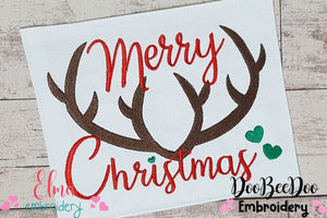 Antlers Merry Christmas - Fill Stitch