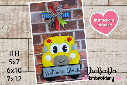 Welcome Back to School Bus Ornament - ITH Project - Machine Embroidery Design