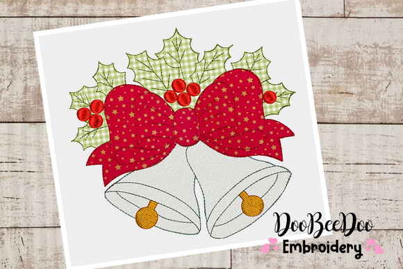 Christmas Bells - Applique - 5 Sizes - Machine Embroidery Designs