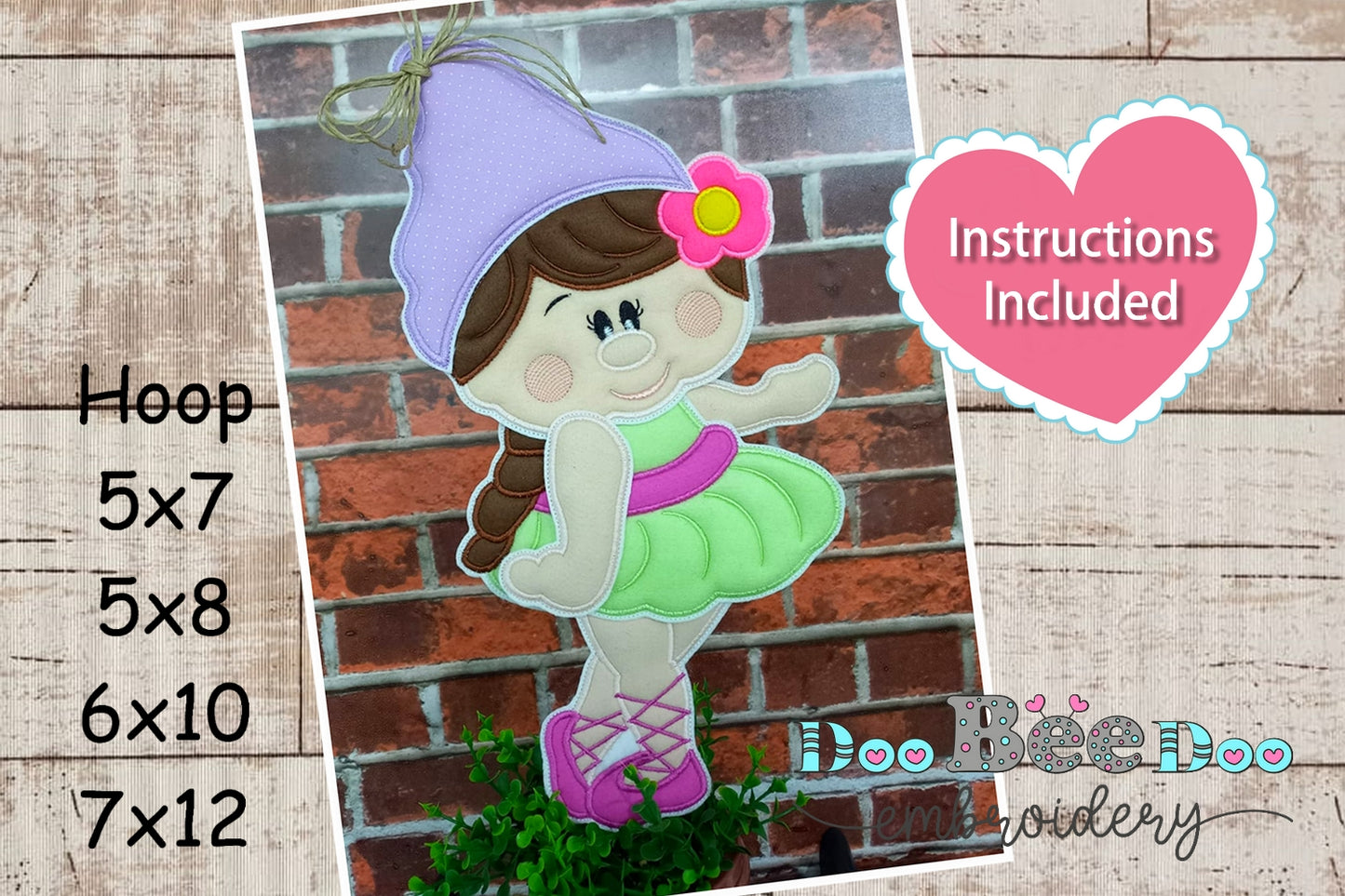 Ballerina Gnome - ITH Project - Machine Embroidery Design