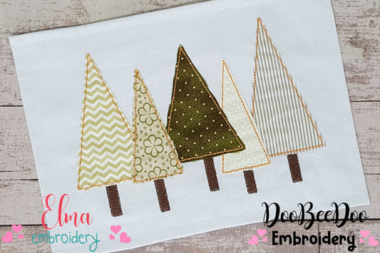 Christmas Tree Cluster - Raggy Applique