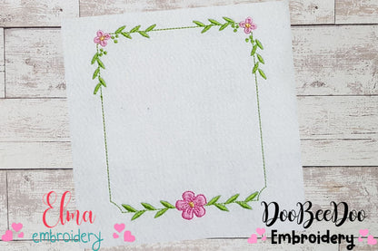 Delicate Flower Frame - Fill Stitch - Machine Embroidery Design