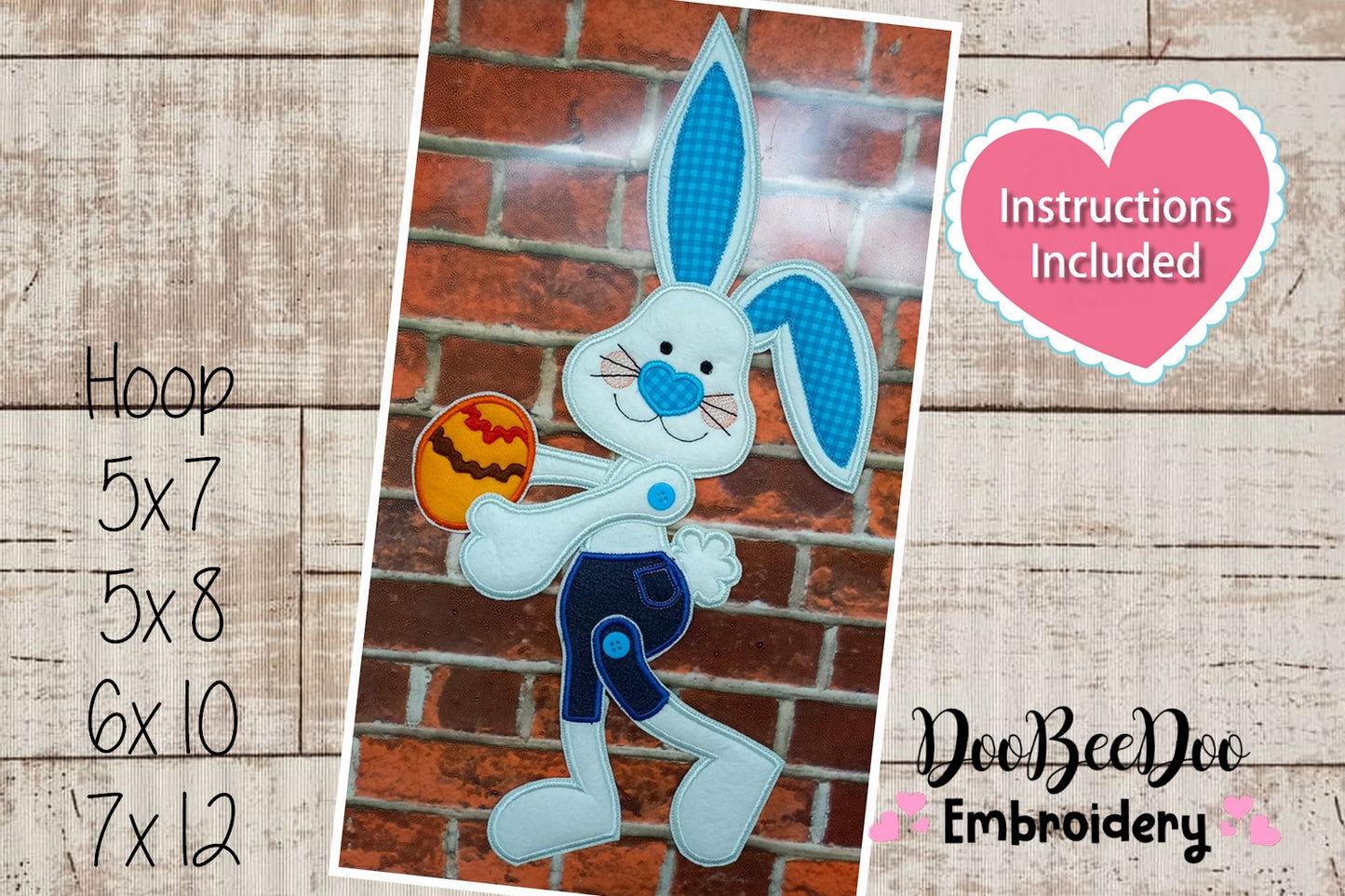 Bunny Holding Easter Egg - ITH Project - Machine Embroidery Design