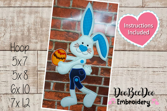 Bunny Holding Easter Egg - ITH Project - Machine Embroidery Design