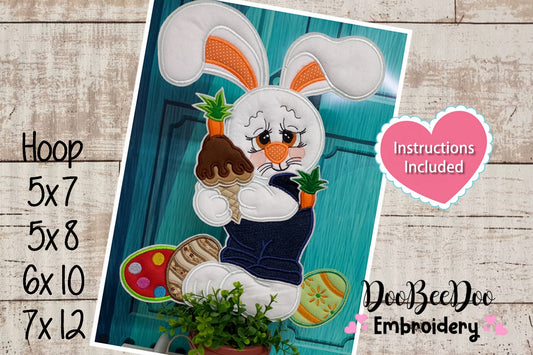 Bunny Boy and Carrot Ornament - ITH Project - Machine Embroidery Design