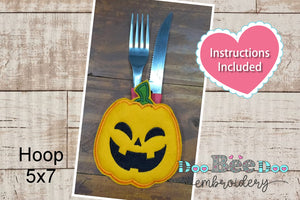 Pumpkin Cutlery Holder - ITH Project - Machine Embroidery Design