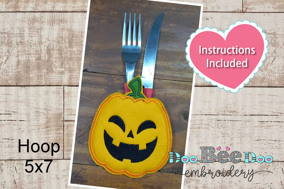 Pumpkin cutlery holder for Halloween   - ITH Applique