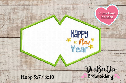 Happy New Year Face Mask - ITH Project - Machine Embroidery Design