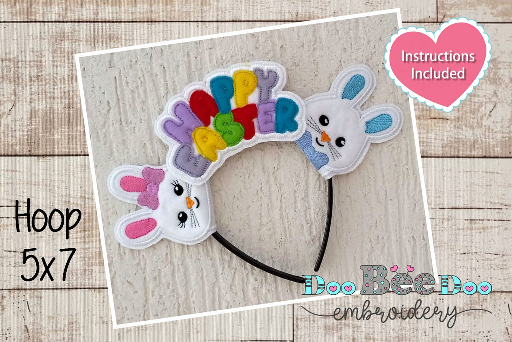 Easter Bunny Girl and Boy Headband - ITH Project - Machine Embroidery Design