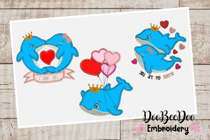 Dolphins in Love Collection - Applique - 3 Designs -  Machine Embroidery Designs