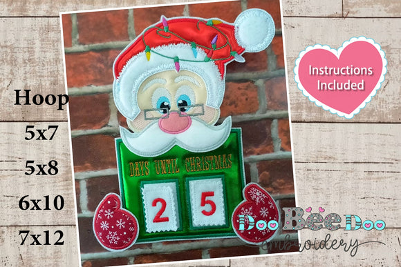 Santa Claus Days Until Christmas - ITH Project - Machine Embroidery Design