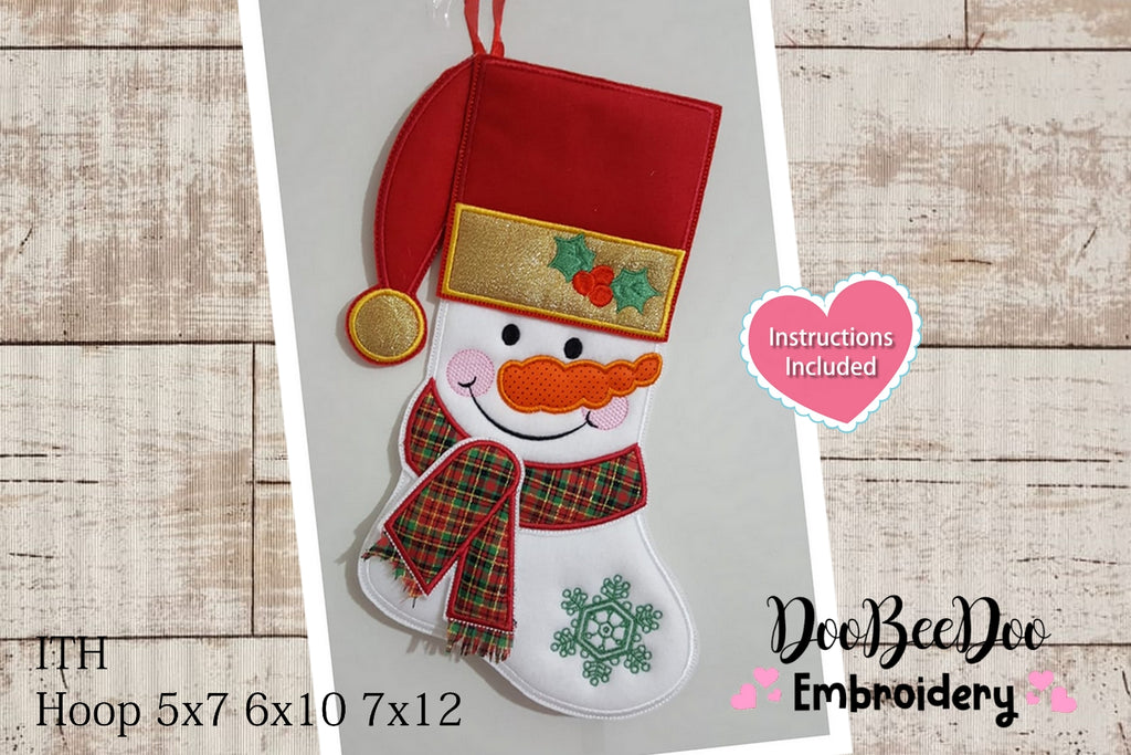 Snowman Christmas Door Ornament - ITH Project - Machine Embroidery Design