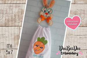 Easter Bunny Dish Cloth Hanger - ITH Project - Machine Embroidery Design