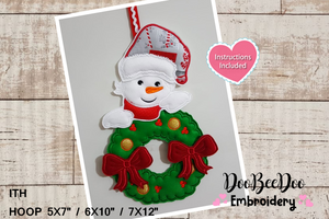 Snowman Wreath Christmas - ITH Project - Machine Embroidery Design