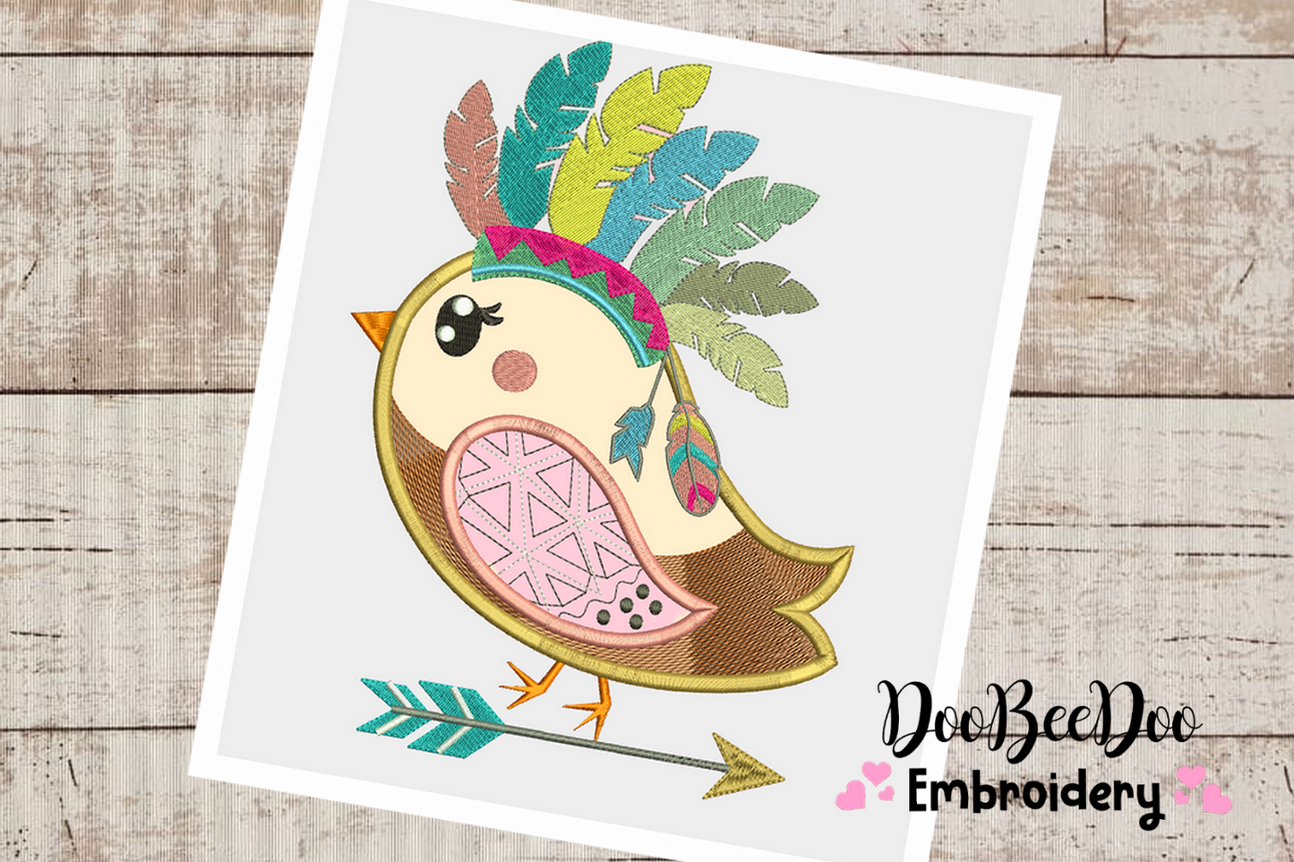 Bird Boho embroidery - Applique - 6 Sizes  - Machine Embroidery Design