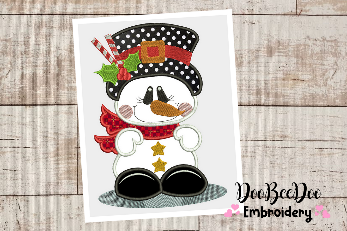 Christmas Snowman  - Applique - Machine Embroidery Design