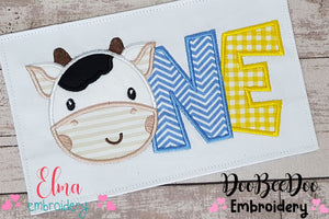 Cow One Birthday Boy - Applique - Machine Embroidery Design