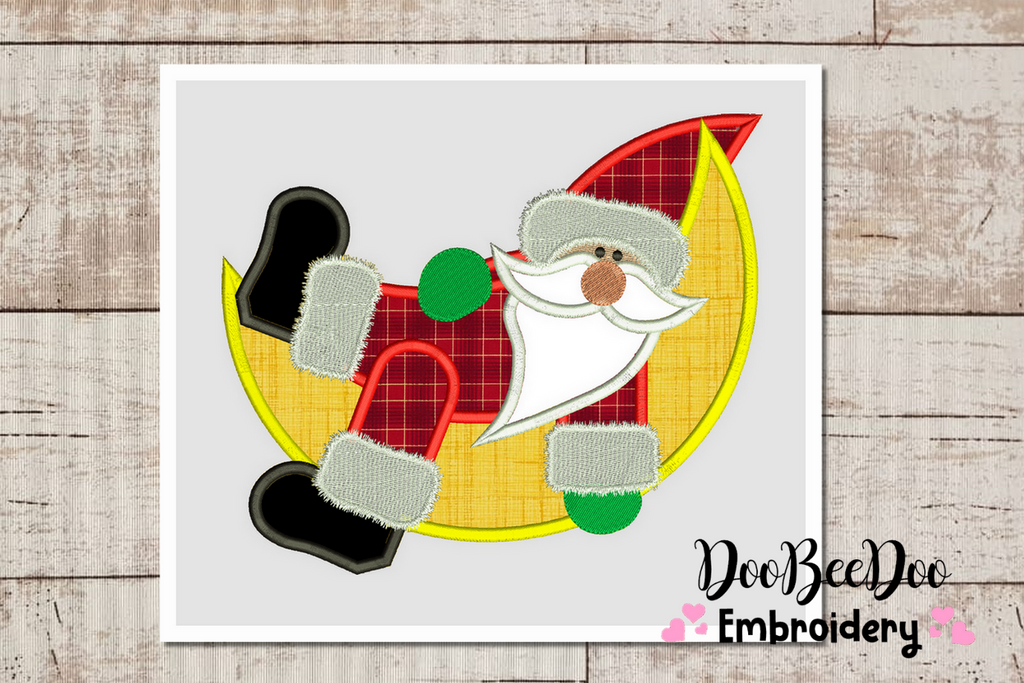 Santa Claus on the Moon - Applique - 6 Sizes - Applique - Machine Embroidery Designs