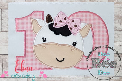 Cow Girl Number Ten 10 Tenth Birthday - Applique
