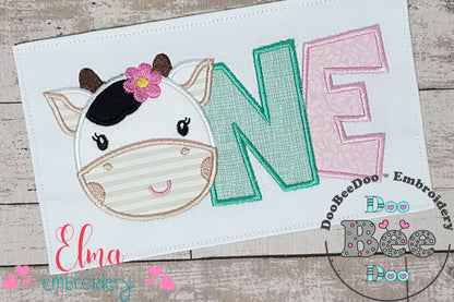 Cow One Birthday Girl - Applique Embroidery
