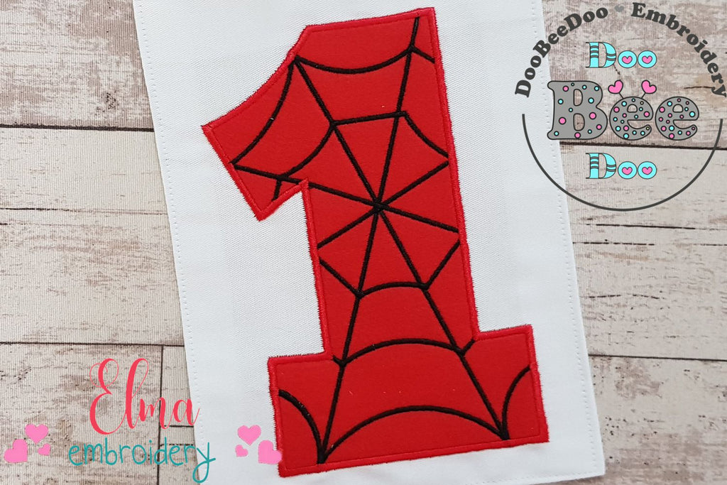 Spider Web One 1st First Birthday Number 1 One - Applique