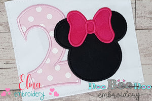 Mouse Ears Girl Number 2 Two 2nd Birthday - Applique