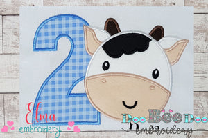 Cow Boy Number 2 Two 2nd Birthday - Applique