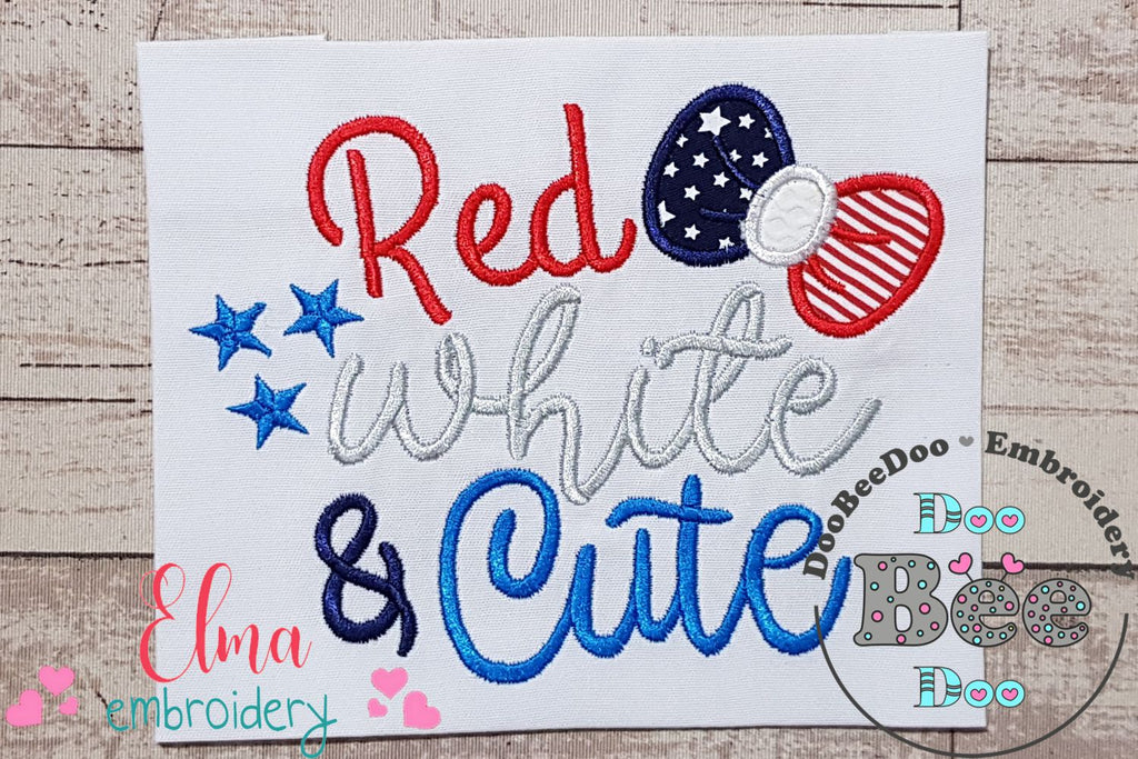 Red White & Cute Bow - Applique