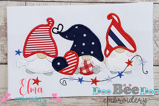 Three Patriotic Gnomes - Applique