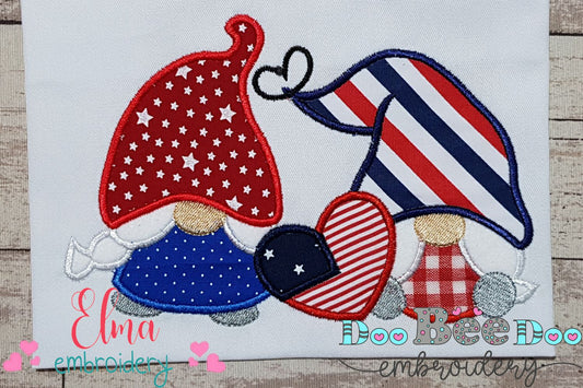 Two Patriotic Gnomes - Applique