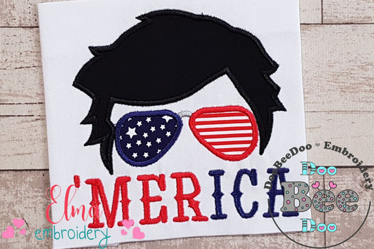 'AMerica Boy Sunglasses 4th of July - Applique-Machine Embroidery Design