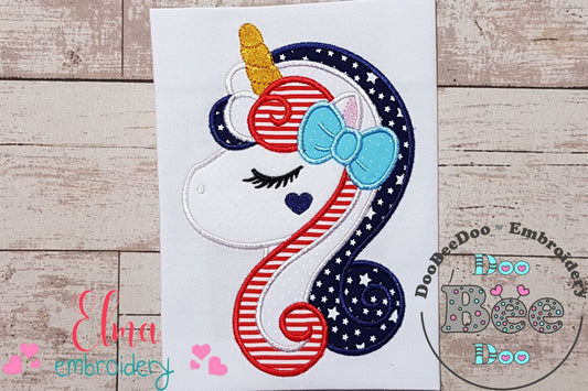 Patriotic Unicorn - Applique - Machine Embroidery Design