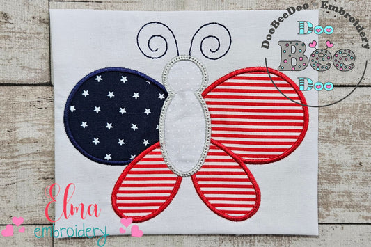 4th of July Patriotic USA Butterfly - Applique