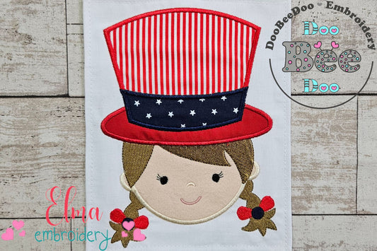 USA Patriotic American Girl Face - Applique
