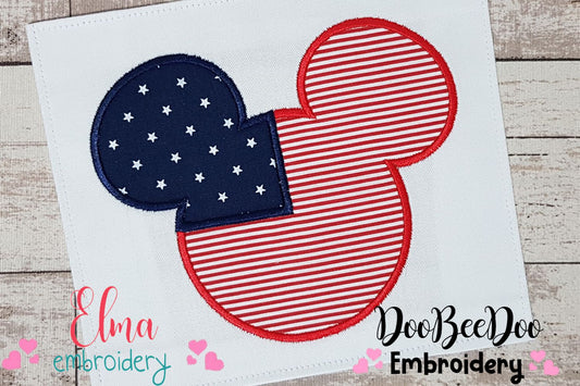 4th of July Mouse Ears Boy - Applique - Machine Embroidery Design