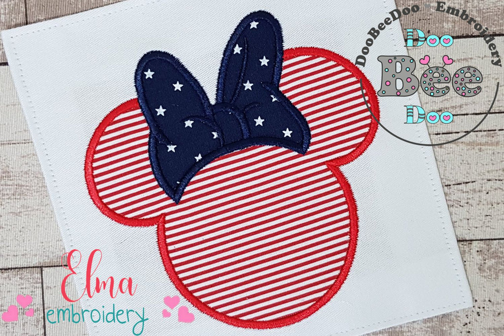 4th of July Mouse Ears Girl - Applique - Machine Embroidery Design